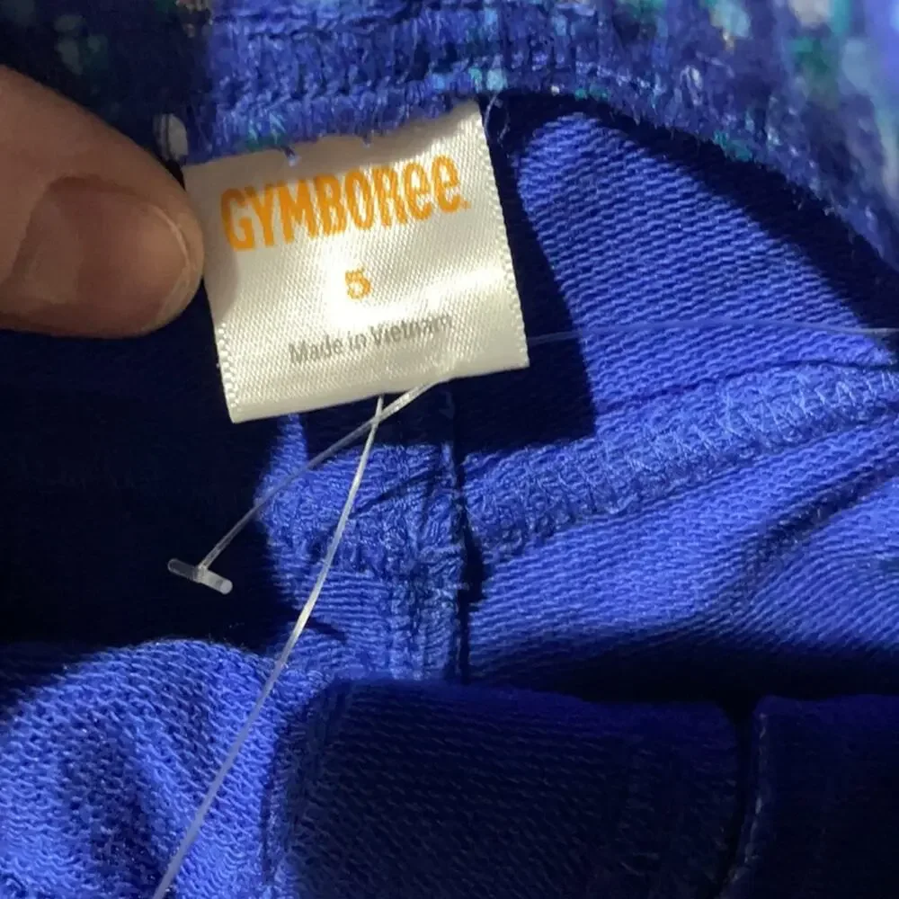 Gymboree 5 royal blue mixed color polka dot stretch pull on cuffed short nwt